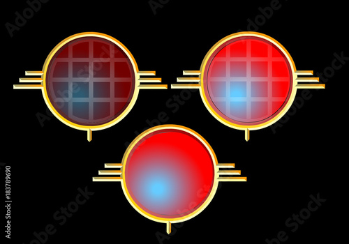 Marker lights car colored buttons on black background vector illustration