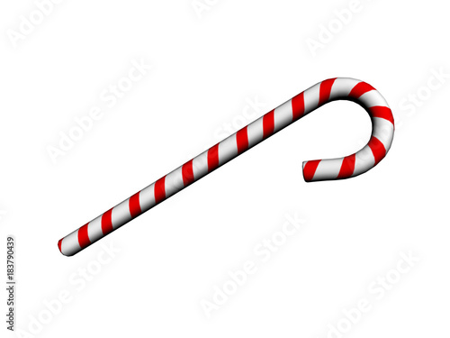 Candy cane isolated on white, 3d rendering