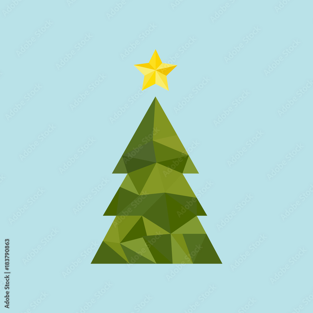 Chrismas tree in low poly triangle style