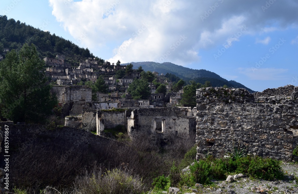   Abandoned, old Greek houses of Kayakoy.Fethiye.Turkey
