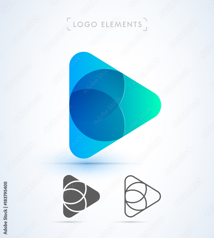Play button logo template. Vector abstract material design, flat and line style. Origami paper cut shapes Play button logo template. Vector abstract material design, flat and line style. Origami paper cut shapes