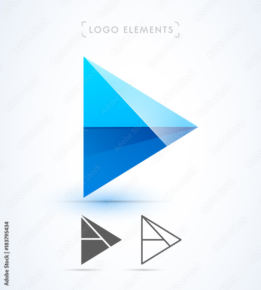 Play button logo template. Vector abstract material design, flat and line style. Origami paper cut shapes Play button logo template. Vector abstract material design, flat and line style. Origami paper cut shapes