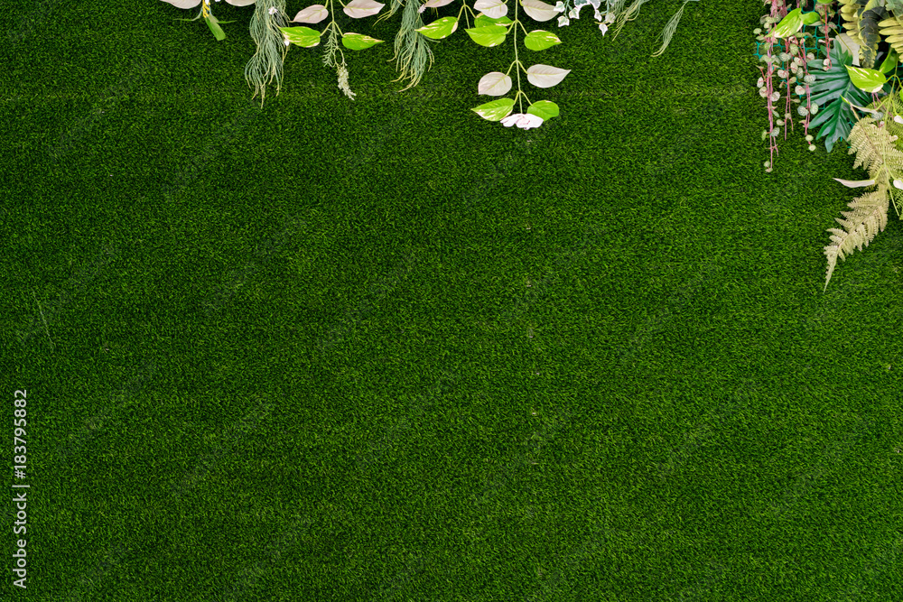 Green leave and green artificial turf background and textures. Stock ...