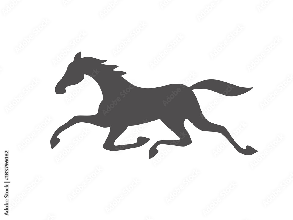 Running horse black silhouette. Vector illustration
