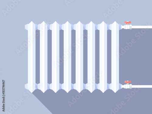 White heating radiator. Home heating system. Vector illustration