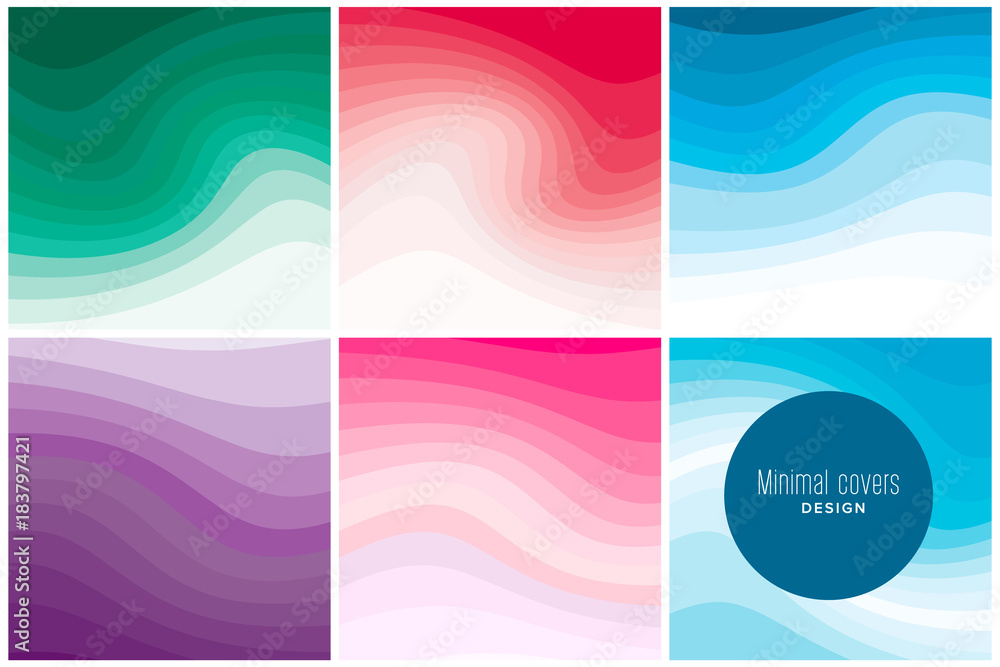 Modern Paper art covers with colorful twisting shapes. Trendy minimal design. Eps10 vector