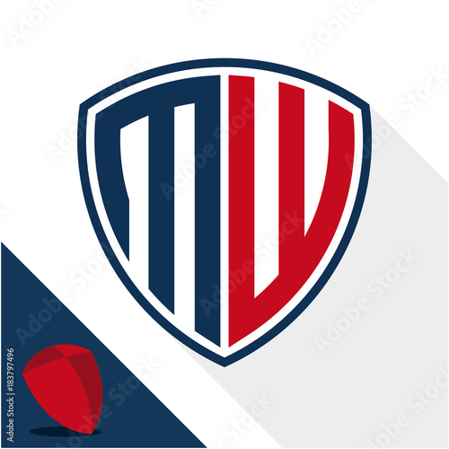 Free Download Icon logo / shield badge with combination of M & W initials - GFXLoad