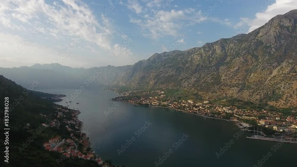 Bay of Kotor (Gulf of Kotor, Boka Kotorska) and walled old city, Montenegro, aerial panorama 4k
Bay of Kotor (Gulf of Kotor, Boka Kotorska) and walled old city, Montenegro, aerial panorama 4k