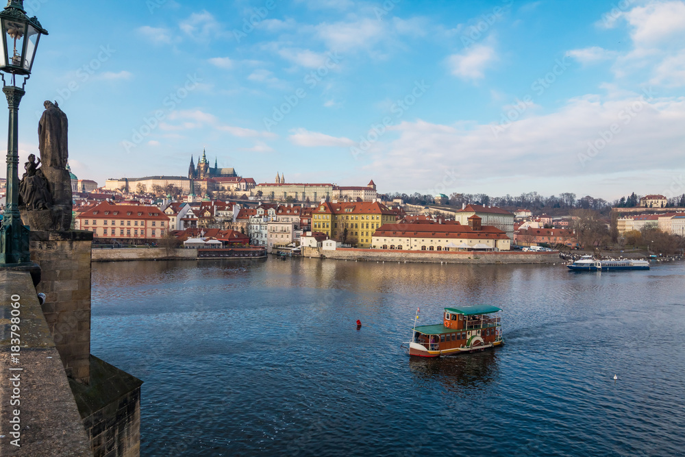 Obraz premium Cityscape panorama of Prague with Castle. View from Carol Bridge. Prague, Rzecz Republic