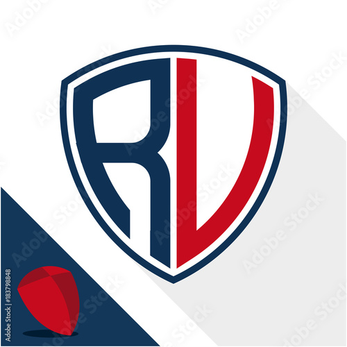 Icon logo / shield badge with a combination of R & V initials Free Download Icon logo / shield badge with a combination of R & V initials - GFXLoad