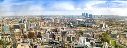 Aerial panoramic sunset view of London, Southern Side