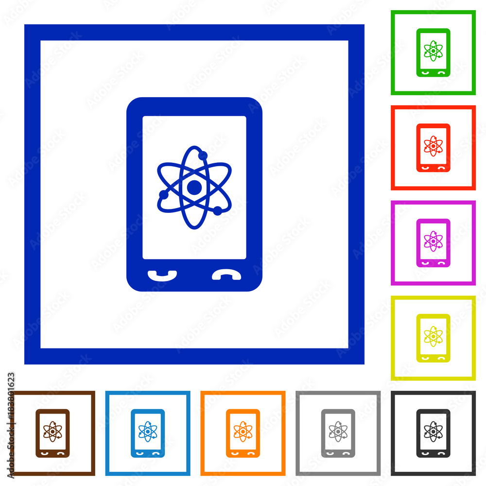 Mobile science flat framed icons Mobile science flat framed icons