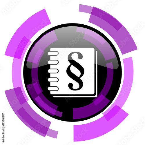 Law pink violet modern design vector web and smartphone icon. Round button in eps 10 isolated on white background.