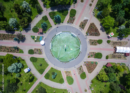 Park Fountain aerial view