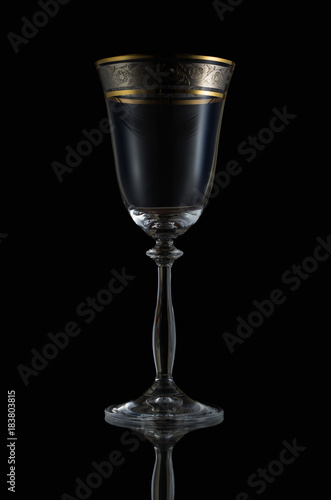 wine glass on a black background