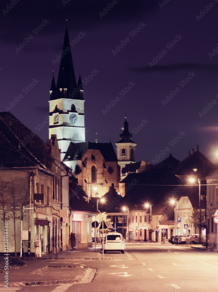 View of Cathedral from streets of Sibiu