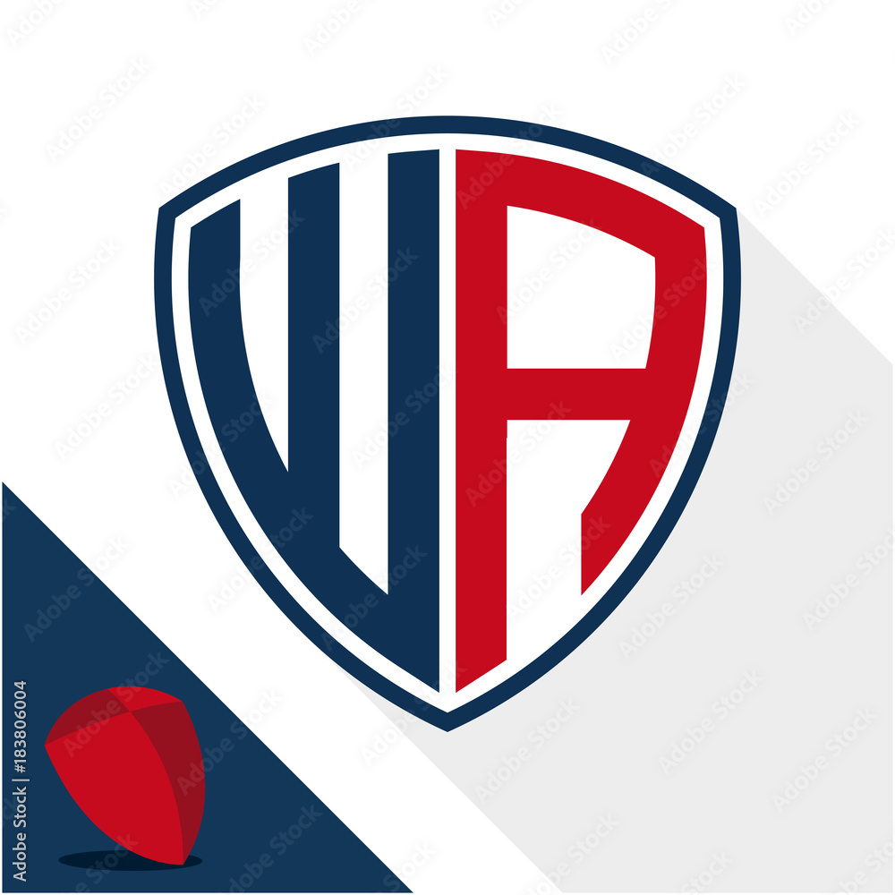 Obraz premium Icon logo / shield badge with combination of W & A initials
