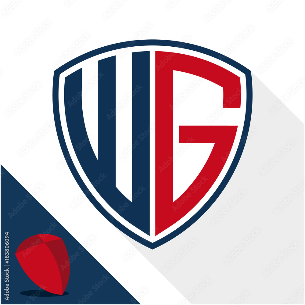 Obraz premium Icon logo / shield badge with combination of W & G initials