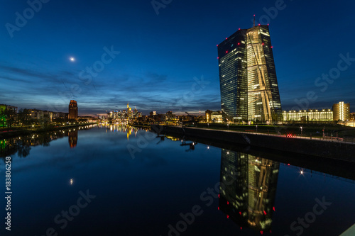 European Central Bank and Skyline of Frankfurt (Germany)