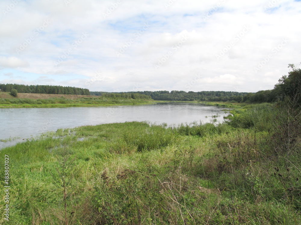 river upper Volga summer vacation warm summer Bank of the river