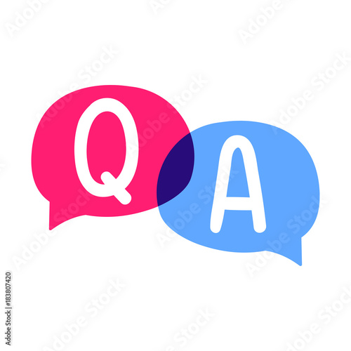 Q&A or question and answer. Speech bubbles vector on white background. 