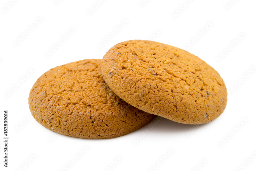 Several oat cookies isolated on white backgrounds Several oat cookies isolated on white backgrounds