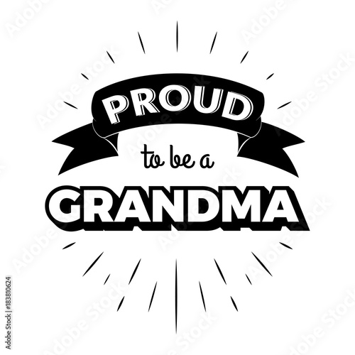 Proud to be a grandma vintage lettering invitation labels with rays.
