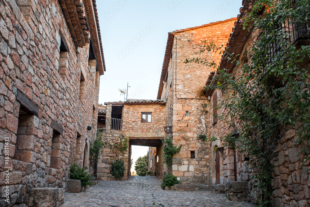 View of the buildings in the village Siurana, Tarragona, Spain. Copy space for text. View of the buildings in the village Siurana, Tarragona, Spain. Copy space for text.