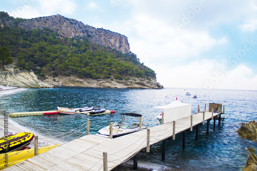 Bay in the Mediterranean Sea. Beach rest. Kemer. Turkey.