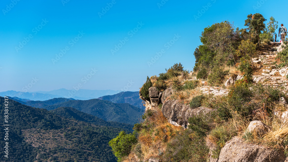 Rocky landscape in Siurana de Prades, Tarragona, Spain. Copy space for text.