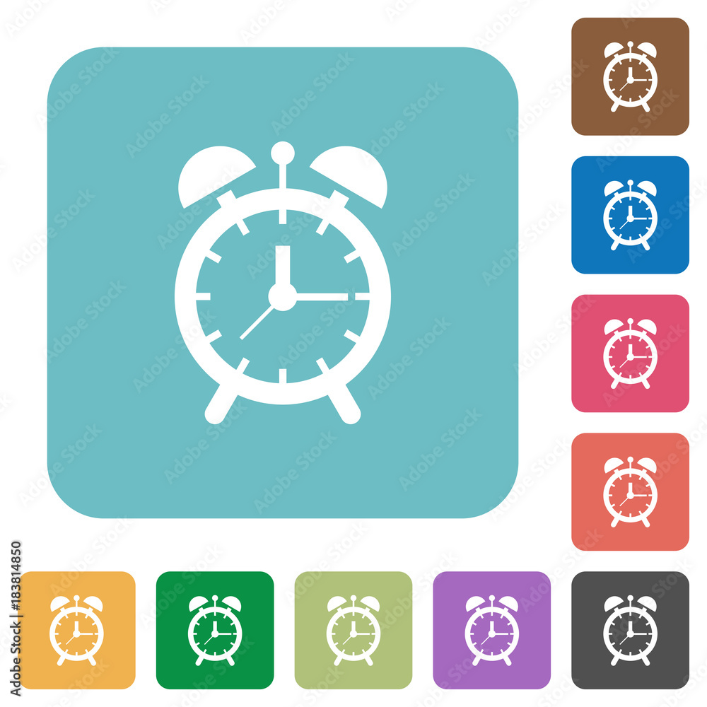 Alarm clock rounded square flat icons Alarm clock rounded square flat icons