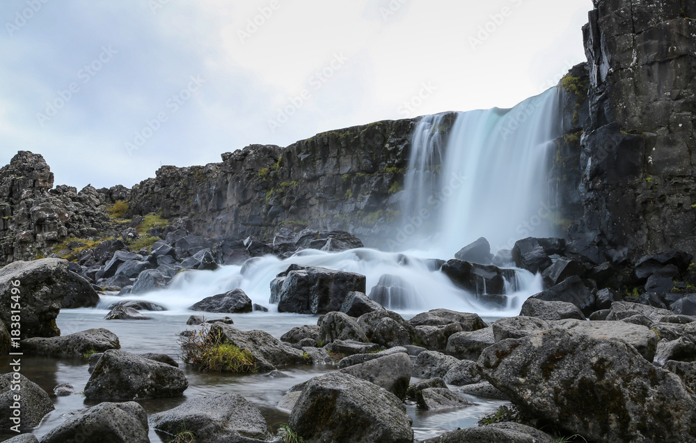 Oxararfoss Waterfall in Thingvellir National Park, Iceland Oxararfoss Waterfall in Thingvellir National Park, Iceland