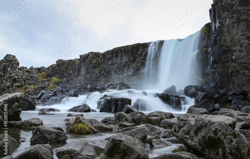 Oxararfoss Waterfall in Thingvellir National Park  Iceland