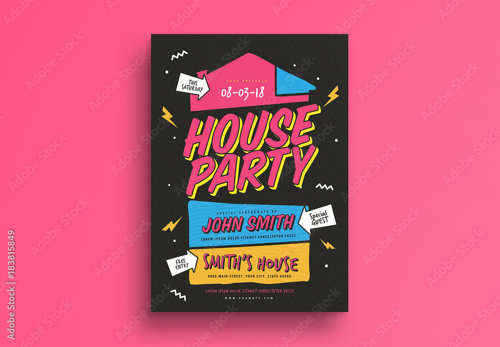 House Party Flyer Stock Template | Adobe Stock