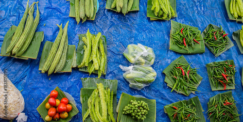 Canvas Print Vegetables that are the raw materials for cooking to sell in the