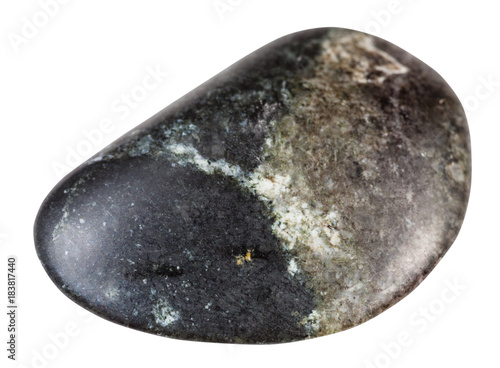 polished olivinite stone isolated on white