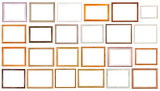 set of various wooden picture frames isolated