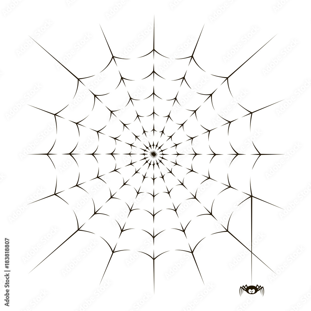 Obraz premium illustration of spider and spiderweb on white background