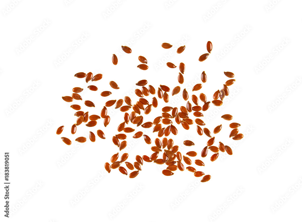 Flaxseed isolated on white background, top view Flaxseed isolated on white background, top view