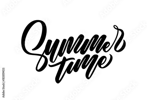Summer time lettering greeting card. Vector illustration