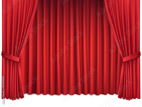 Background with luxury scarlet red silk curtains