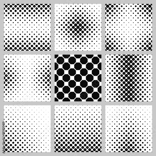 Black and white octagon pattern background design set