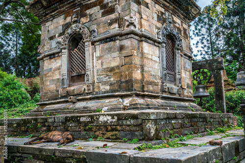 old stone stupas in hinduist temple in kathmandu. nepal.