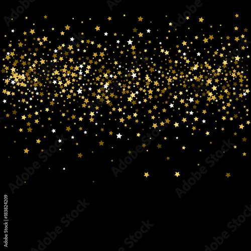 Background with golden stars. Golden stars confetti vector illustration