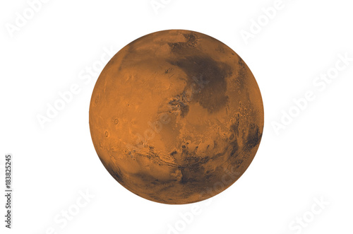 Planet Mars isolated on white. Elements of this image furnished by NASA 