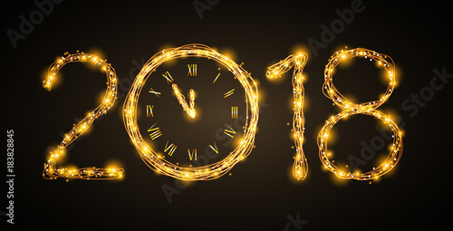 elegant 2018 with glowing clock