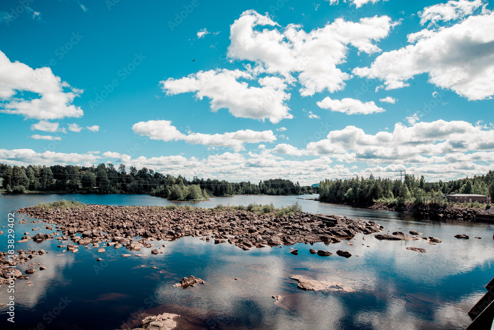 Naklejka premium Lake with stones in Sweden