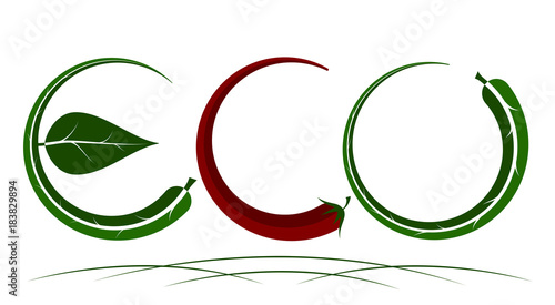 Logo on the theme of ecology, energy saving, organic. Green natural color.