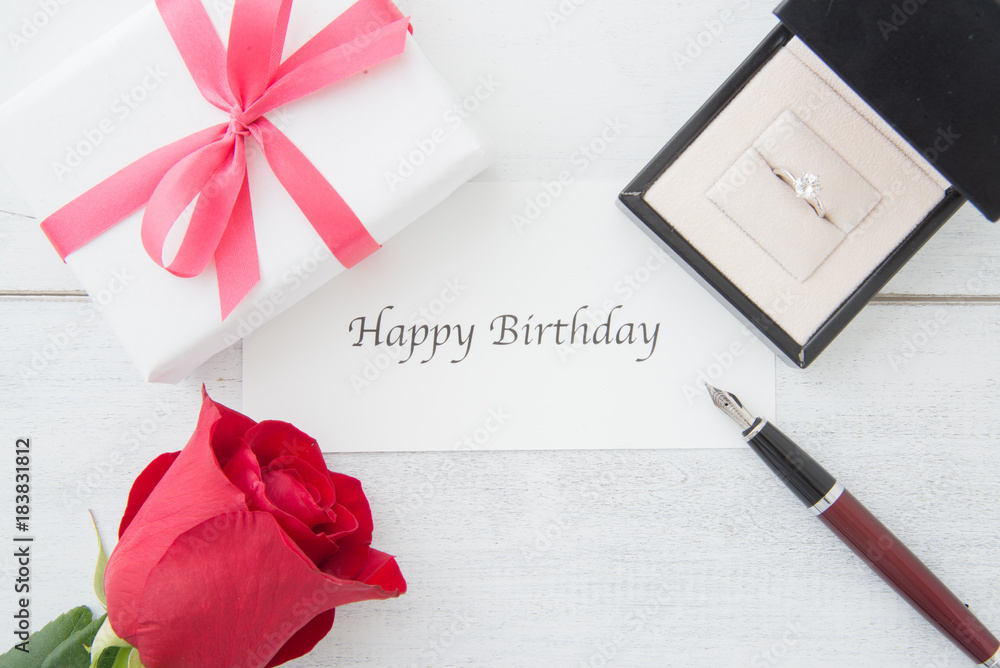 birthday image with rose and diamond ring birthday image with rose and diamond ring