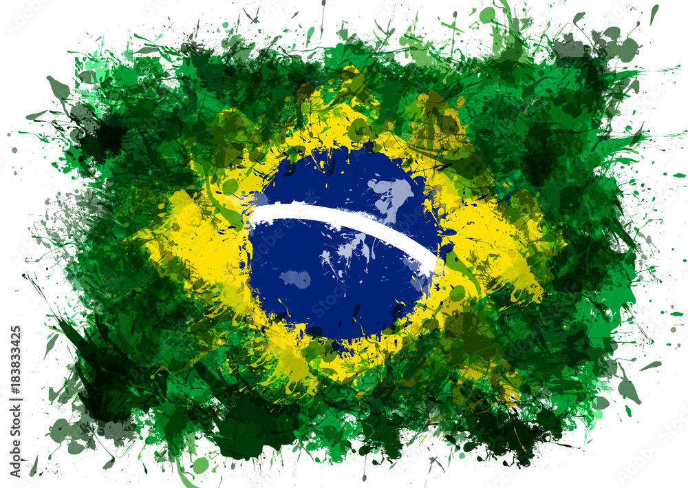 Bandeira brasil pintada fundo branco Stock Illustration